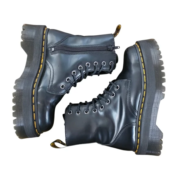 Dr. Martens Jadon KV01V 8-Eye Black Platform Combat Boots Chunky Women Size 5 - Picture 6 of 11